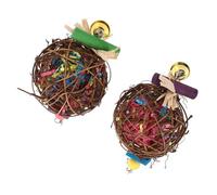 FIXOSHEE 2pcs Parrot Chewing Durable Natural Balls for Bird Cage Hanging Plaything Pet for Parakeets Cockatiels and Caged Birds Random Color
