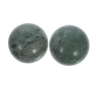 FIXOSHEE 2pcs Polished Jade Baoding Balls Hand Exercise Massage Stones for Finger Fitness Stress Relief Natural Chinese Handheld Gemstone Spheres for Home Office Dark Green Fengshui