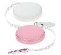 FIXOSHEE 2pcs Portable Retractable Pink White Leather Measuring Tape Soft Flexible Body Clothes Measurement Tape Compact Pocket Design for Tailors Fitness Sewing Use