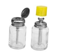 FIXOSHEE 2pcs Press Bottles Empty Refillable for Nail Polish Remover Travel Nail Art Bottles Portable Leakproof Glass Cleaning Liquid Dispensers
