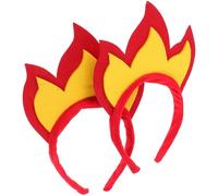 FIXOSHEE 2pcs Red Felt Flame Headband Fire Shaped Hair Hoop for Halloween Party Rave Cosplay Accessories