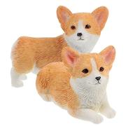 FIXOSHEE 2Pcs Resin Corgi Dog Figurines Small Desktop Dog Adornments Decorative Resin Craft Models for Home Office Car Decoration Random Style