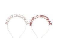 FIXOSHEE 2PCS Rhinestone Letter Hairbands for Women Christmas Hair Accessories Lightweight Decorative Xmas Head Hoops in Red and Rose Gold for Holiday Party Festive Celebration