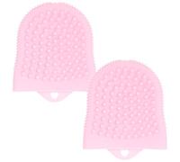 FIXOSHEE 2pcs Silicone Facial Cleansing Brush, Deep Exfoliating Face Scrubber for Sensitive Skin, Gentle Pink Manual Face Wash Brush with Lifting Massage, Suitable for Daily Skincare