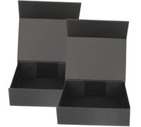 FIXOSHEE 2pcs Small Black Magnetic Cardboard Gift Boxes Portable High End Paper Packaging for Chocolates Jewelry Valentines Day Presents