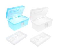 FIXOSHEE 2pcs Small Plastic Storage Box Double-layer Manicure Tools Storage Box Makeup and Cosmetics Organizer for Travel and Home Use
