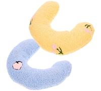 FIXOSHEE 2pcs Soft U-shaped Cat Neck Pillow for Indoor Cats Comfortable Rest Cushion with Washable Cover Household Pet Support Pillow Kitten Sleep Aid in Blue and Yellow