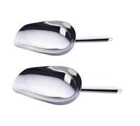 FIXOSHEE 2Pcs Stainless Steel Kitchen Scoop for Ice Rice and French Fries Ergonomic Design Compact and Practical for Ice Buckets and Bulk Foods