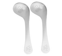 FIXOSHEE 2Pcs Stainless Steel Learning Spoons with Angled Curved Feeding Design Lightweight Training Utensils for Self-Feeding and Easy Grip Safe Rounded Edges Suitable for Home and School
