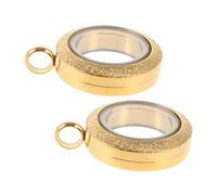 FIXOSHEE 2pcs Stainless Steel Round Locket Pendant with Clear Glass Protective Floating Charm for Travel Daily Use Durable Memory Photo Storage Gift