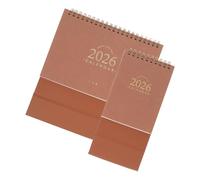 FIXOSHEE 2pcs Tabletop Calendar Khaki Small Large Standing Desk Organizer with Twin Wire Binding Thick Monthly Planner for Office Home Study Management