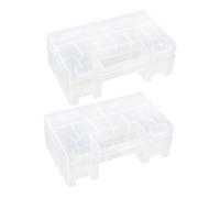 FIXOSHEE 2pcs Transparent Battery Organizer Box with Lid for Aa Aaa Batteries Dustproof Durable Plastic Storage Case for Office and Home Use Recyclable Material for Aa and Aaa Cells