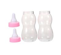 FIXOSHEE 2Pcs Transparent Large Milk Bottle Piggy Bank for Boys and Plastic Coin Saving Container Detachable Parts for Easy Cleaning Pink Shower Favor and Birthday Decoration