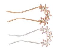 FIXOSHEE 2pcs U Shaped Pearl Rhinestone Hairpins Bridal Wedding Headdress Stylish Bride Hair Decoration in Gold and Silver