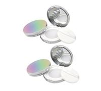 FIXOSHEE 2PCS Ultra Thin Iridescent Loose Powder Box with Elastic Mesh and Airtight Flip Lid Portable Compact Makeup Case for Home and Salon Use Skin Friendly Durable Cosmetic Holder