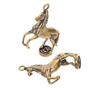 FIXOSHEE 2pcs Vintage Brass Horse Pendants Chinese Year Hanging Ornaments Zodiac Charms for Jewelry Making Home Car Decor Symbolizing Success and Ambition