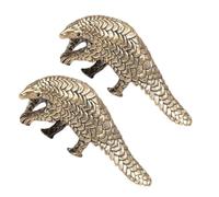 FIXOSHEE 2pcs Vintage Brass Pangolin Sculpture Compact Animal Figurines for Desktop Decoration Feng Shui Lucky Ornament for Home Office Shelf Collectible Retro Brass Animal Figurines