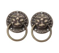 FIXOSHEE 2pcs Vintage Chinese Style Tiger Head Door Handle Retro Copper Door Pull Rings for Cabinet Cupboard Antique Knobs