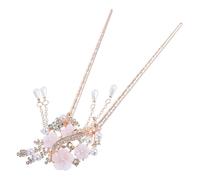 FIXOSHEE 2pcs Vintage National Style Flower Hair Chopsticks with Tassel Retro Chinese Hair Forks for Women Elegant Floral Hairpin with Pearl Detail for Traditional Costume and Updo