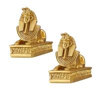FIXOSHEE 2pcs Vintage Style Egyptian Resin Ornaments for Desktop Home Office Decor Creative Teaching Props and Photo Accessories Golden Simulation Figurines for Study and Display