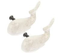 FIXOSHEE 2pcs White Whale Ocean Theme Cast Iron Drawer Handles Nautical Cabinet Pulls for Home Cupboard Wardrobe Furniture Decor
