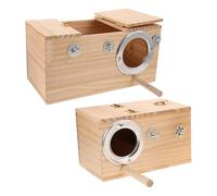 FIXOSHEE 2pcs Wood Parrot Nesting Box with Insulation for Cockatiels and Lovebirds Hanging Breeding Birdhouse for Small Parrots Safe Smooth Edges Easy to Install and Clean
