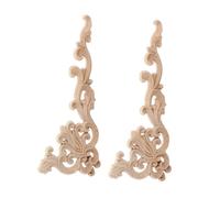 FIXOSHEE 2pcs Wooden Carved Onlay Appliques Unpainted Decorative Overlays for Furniture Cabinets Doors Carved Wood Decals for Home Craft Decoration Easy to Paint and Install