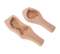 FIXOSHEE 2pcs Wooden Mooncake Bake Mold with Hand-Carved Carp Peach Patterns Kitchen Cookie Chocolate Press for Traditional Mid-Autumn Festival Pastry Making