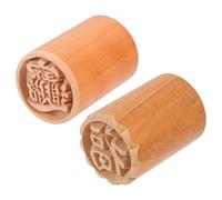 FIXOSHEE 2Pcs Wooden Mooncake Stamp Premium Food Safe Dough Press for Pastry Decoration Chinese Mid Autumn Festival Moon Cake Moulds with Lucky Patterns