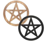 FIXOSHEE 2pcs Wooden Pentacle Altar Ornaments Vintage Carved Wall Decor Coasters for Home Office Restaurant and Hotel Rustic Spiritual Ceremony Decorations