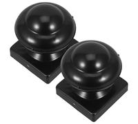 FIXOSHEE 2pcs Wrought Iron Fence Decorative Cover Outdoor Decor Gate Iron Post Caps Gate Post Toppers for Deck Black