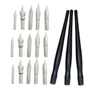 FIXOSHEE 3 Sets Ruling Pen with Wooden Holders Stainless Steel Nibs for Calligraphy Drawing and Detailed Work Comfortable Grip Design for Artists