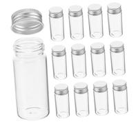 FIXOSHEE 30pcs Clear Glass Vials with Screw Caps Small Sealed Test Tubes for Powders Capsules Herbs Portable Transparent Sample Containers for Chemical and Biological Research