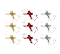 FIXOSHEE 30pcs DIY Pull Bow Wrap Ornaments, Organza Ribbon Pull Flower Decorations in Gold, Red and Silver, Multi-Color Present Box Wrap Bows for Valentine’s Day and Party Supplies