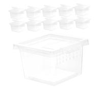 FIXOSHEE 30pcs Small Reptile Breeding Box with Basking Platform Transparent Turtle Habitat and Spider Feeding Terrarium Secure Snake Cage Hatching Container for Lizards Geckos Insects and