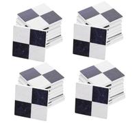 FIXOSHEE 36pcs Wooden Miniature Dollhouse Flooring Tiles Black and White Ceramic Pattern Tiny Floorboards for Doll House Décor Accessories