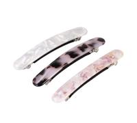 FIXOSHEE 3pcs Acetate Hairpin Hair Clips Women Hair Barrettes Set Rectangular Rounded Head Spring Ponytail Holders for Daily Styling in White