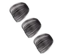 FIXOSHEE 3pcs Air Bangs Fake Hair Wig Pieces Natural Black Synthetic Fiber False Bangs for Women Invisible Sideburns Suitable for Daily Wear and Cosplay