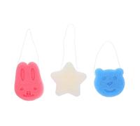FIXOSHEE 3pcs Bath Sponge Soft Absorbent Face Cleansing Sponge Gentle Body Scrubber for Women with Cute Cartoon Patterns Blue Bear Pink Rabbit White Star