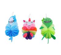 FIXOSHEE 3pcs Bathing Sponge Cartoon Animal Mesh Shower Loofahs for Soft Exfoliating Body Scrubber Balls for Gentle Daily Bath Cleaning
