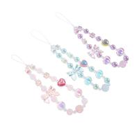 FIXOSHEE 3pcs Beaded Phone Wrist Strap with Bow and Heart Pendant Anti-lost Mobile Phone Lanyard for Smartphones and Cameras Fashionable Drop Prevention Accessories for Women