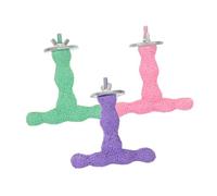 FIXOSHEE 3pcs Bird Beak Grinding Stone T Shaped Parrot Cage Perch Stand for Foot Claw Care Natural Chewing for Parakeets Cockatiels and Conures