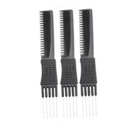 FIXOSHEE 3pcs Black Carbon Fiber Rat-tail Hair Comb Anti-static Steel Wire Cutting Combs for Salon Styling Plastic Wide and Fine Tooth Haircut Tools for Home and Professional Use