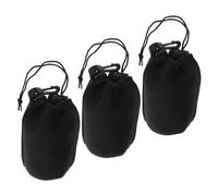 FIXOSHEE 3pcs Camera Lens Bags Drawstring Lens Protector Pouch Compact Storage for DSLR Travel Photography with Reinforced Clip for Secure Carry