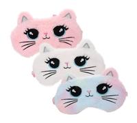 FIXOSHEE 3Pcs Cartoon Cat Eye Mask Supple Decorative Sleeping Eye Covers for Travel Indoor Office Camping Lightproof Soft Shade for Stress Relief and Relaxation