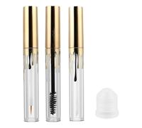 FIXOSHEE 3Pcs Empty Cosmetic Containers Set - 4Ml Wave-Shape Mascara Tube with Steel Brush, Eyeliner Cream Tube, and Lip Gloss Bottle for DIY Lip Balm and Beauty Product Storage