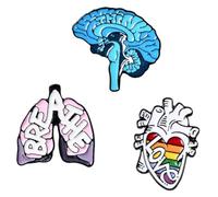 FIXOSHEE 3pcs Enamel Organ Pattern Brooch Set Funny Alloy Pins Heart for Party Costume Accessories Clothing Decoration in
