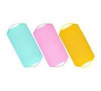 FIXOSHEE 3Pcs Exfoliating Shower Towels with Rope, Dual-Sided Bath Scrubbing Towels for Dead Skin Removal, Back Scrubber Washcloths in Yellow, Blue, and Pink for Full Body Exfoliation