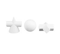 FIXOSHEE 3Pcs Geometric Still Life Sculpture Set for Sketch Drawing Teaching, White Sphere Cross Cone Model, Art Craft Ornament for Office and Classroom Decor