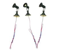 FIXOSHEE 3Pcs Green Miniature Railway Lamp Posts Model Train Street Lights DIY Accessories for Garden Dollhouse Landscape Scenery with Scaled Spotlights for Model Train Layouts